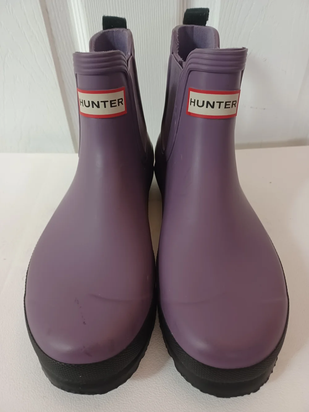 Hunter Original Waterproof Chelsea Ankle Rain Boots Purple Thistle Matte Size 7
